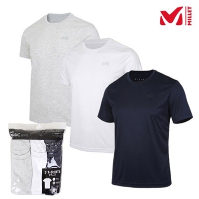 [3장1세트][밀레] 남녀공용 데일리 라운드 티셔츠 MVMUT402 3co