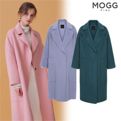 [모그핑크] 울 100% 더블 카라 핸드메이드 코트(브루네라블루/케찰그린/페어리핑크)