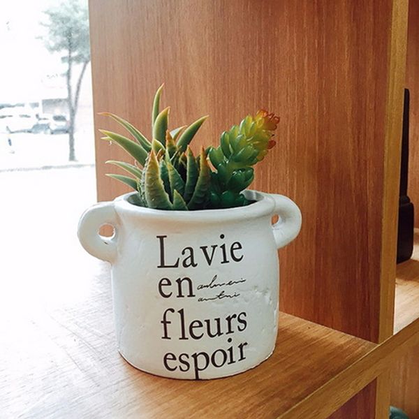 [하프클럽][바보사랑] 라비엔 3종 다육이화분 조화-스타일1