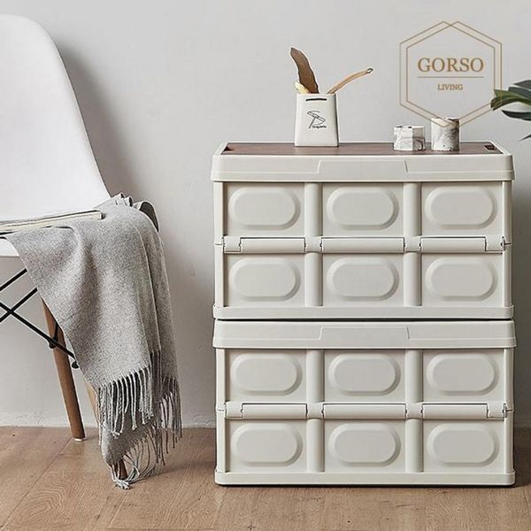 [하프클럽][바보사랑] 고르소 접이식 우드 수납 정리함 공간 리빙박스 28L