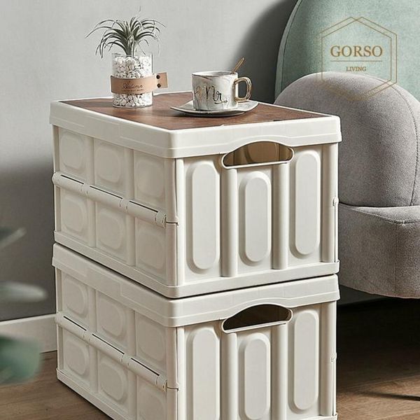 [하프클럽][바보사랑] 고르소 접이식 우드 수납 정리함 공간 리빙박스 35L