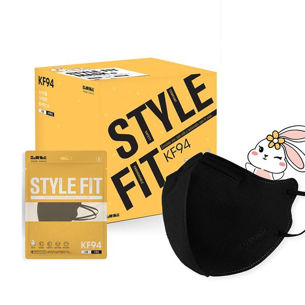 [하프클럽][바보사랑] 뉴크린웰 새부리형KF94마스크소형 블랙 50매(5매입)