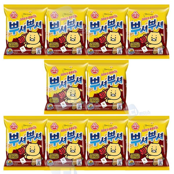 [하프클럽][보드미] 뿌셔먹는 오뚜기 뿌셔뿌셔 달고나맛 10봉 스낵 라면땅 봉지스낵