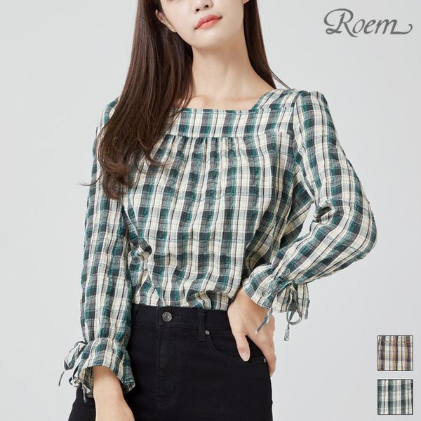 [하프클럽][로엠] 로엠 체크 블라우스_RMBL949RQB