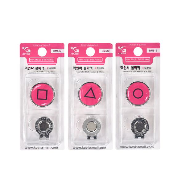 [하프클럽][코비스골프] 골피아 패러디 핵인싸 홀더형 자석 볼마커 오징어게임 3종세트 BM512-1
