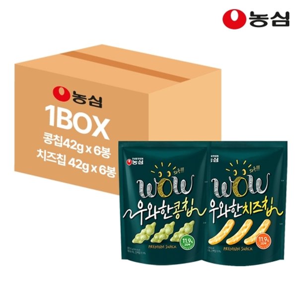 [하프클럽][기타] 농심 우와한 콩칩 6개 + 우와한 치즈칩 6개 세트 / 과자 고단백