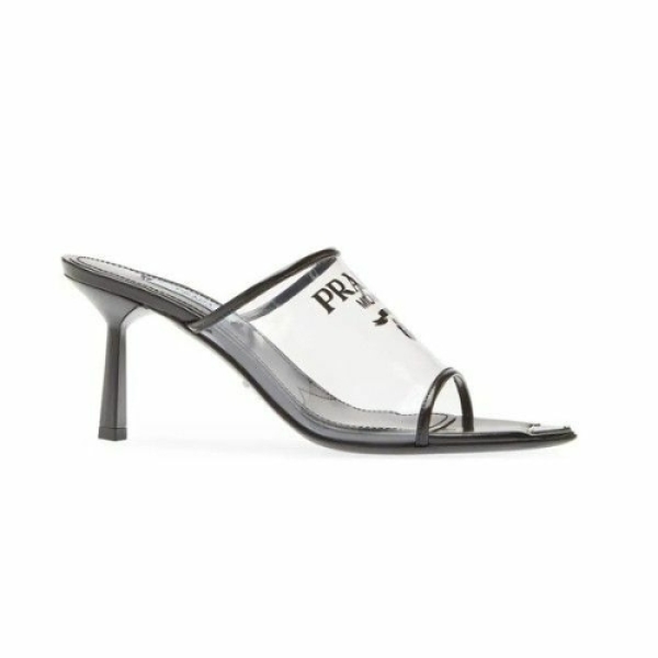 [하프클럽][프라다] [프라다][명품]프라다 로고 프린트 플렉시글라스 하이힐 슬라이드 1XX63..