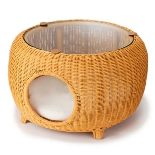 [하프클럽][오너클랜] [오너클랜]라탄 테이블 카멜 고양이 침대 숨숨집 애묘 아지트_W931F2E